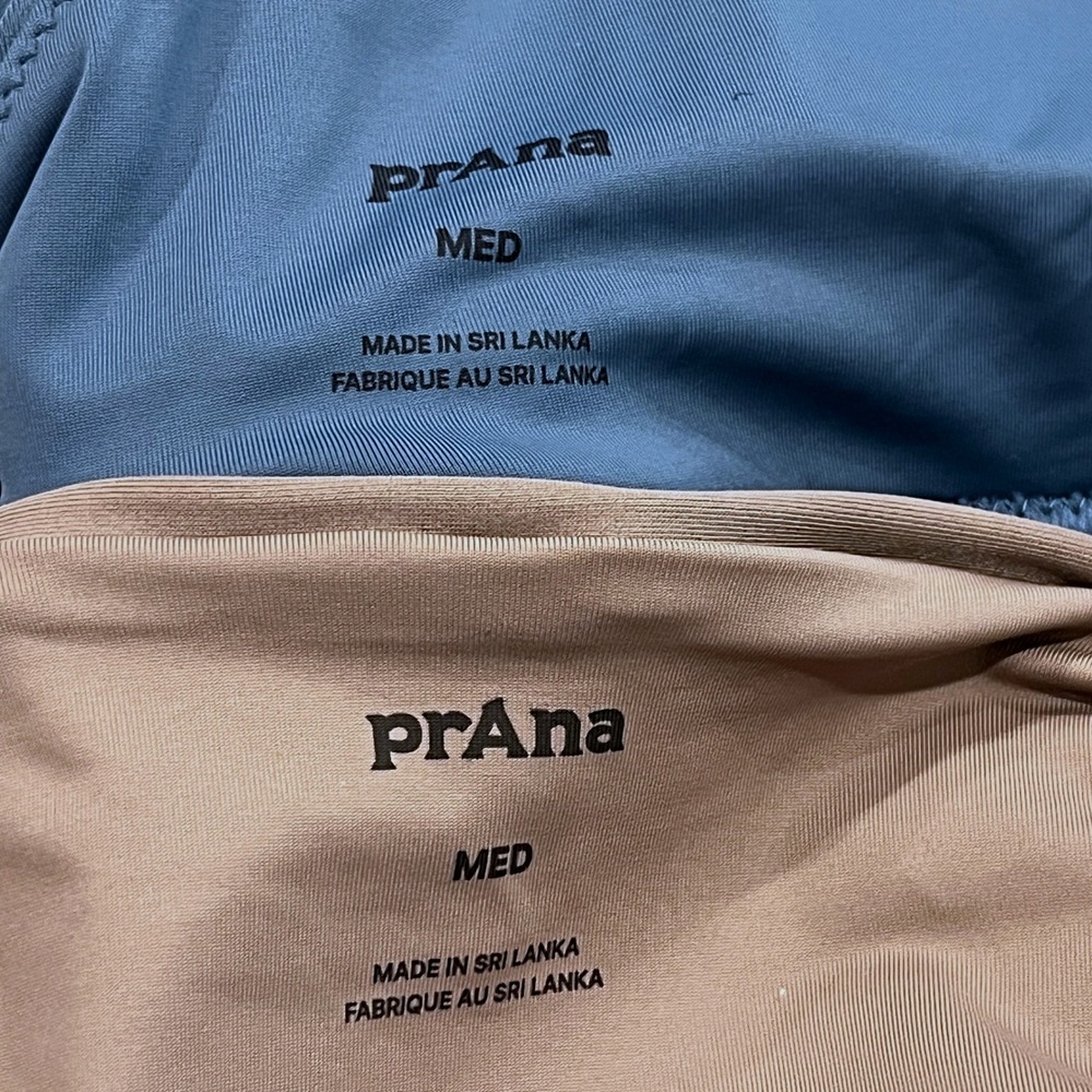 Prana NEW Bikini Set High Neck Top High Rise Bottom Womens M‎ Blue Tan Athletic - Picture 11 of 13